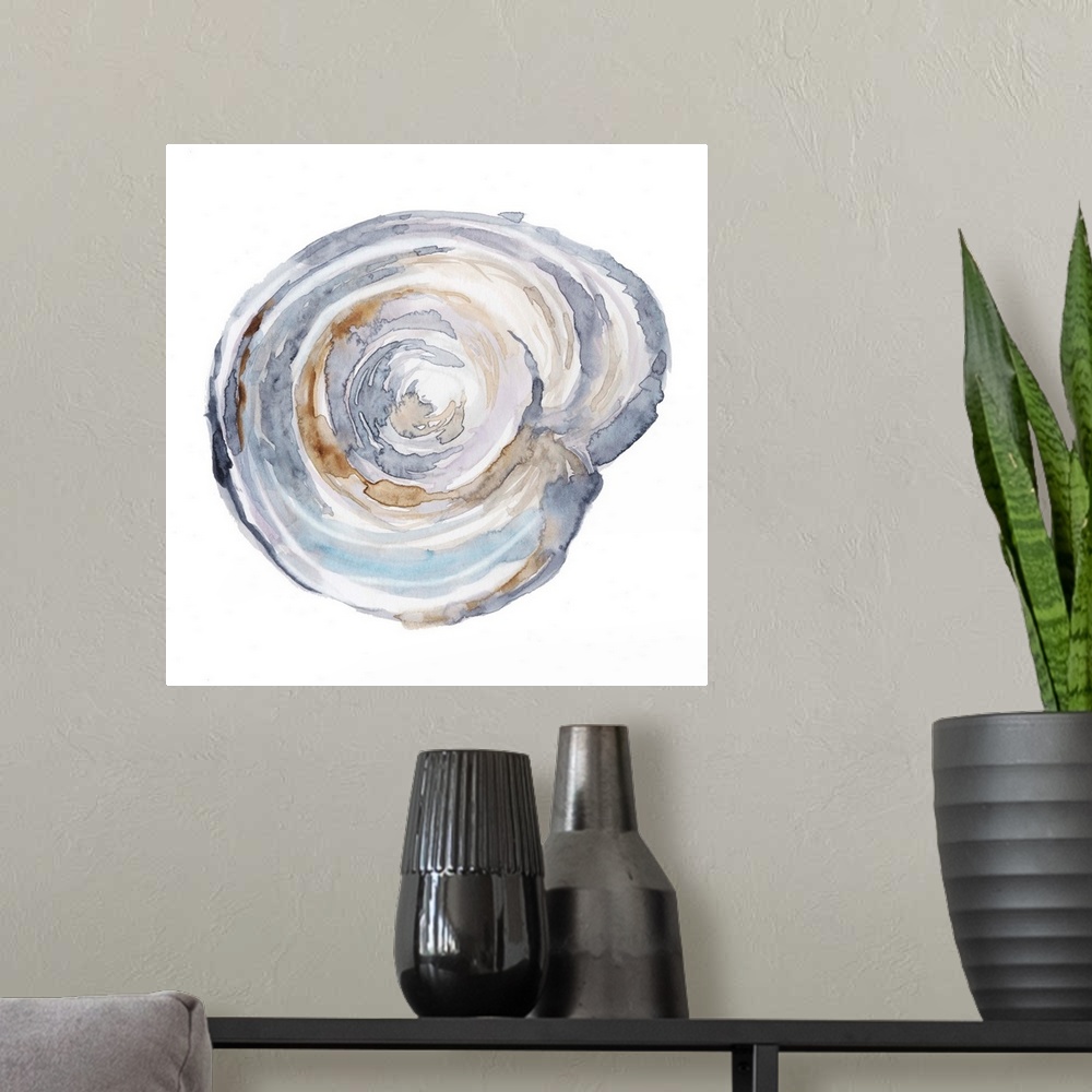 A modern room featuring Watercolor Tree Ring III