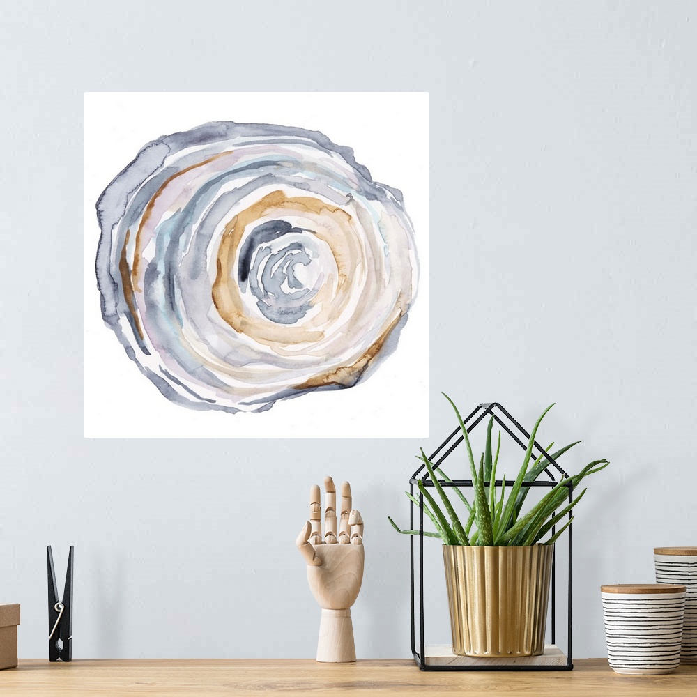 A bohemian room featuring Watercolor Tree Ring IV
