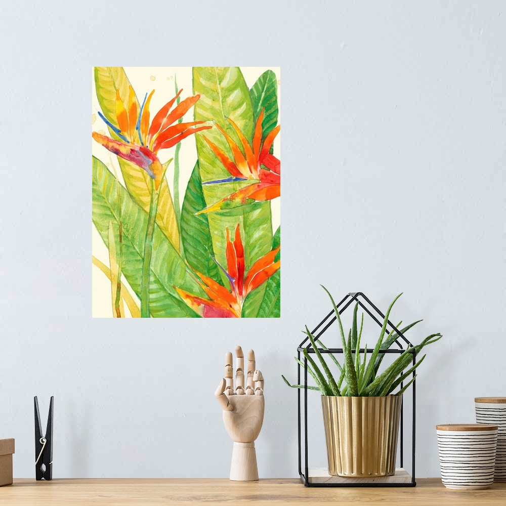 A bohemian room featuring Watercolor Tropical Flowers III