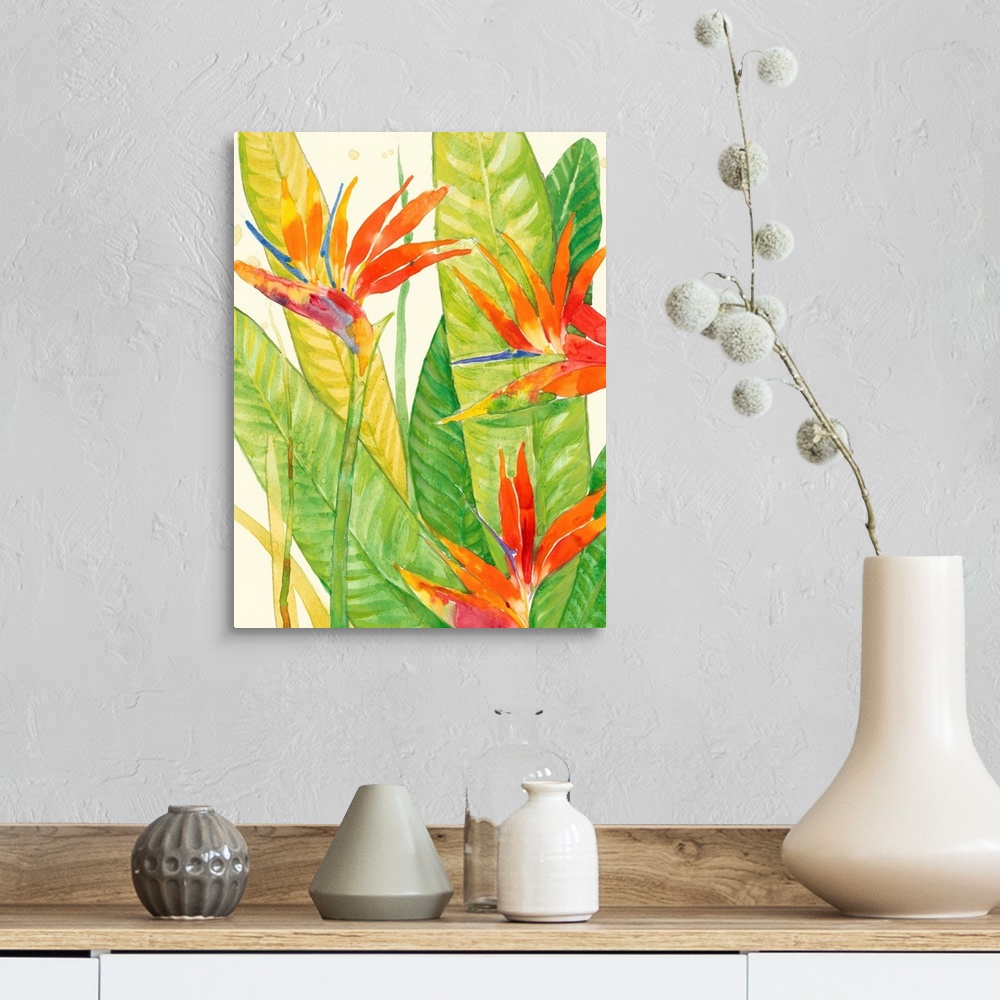 A farmhouse room featuring Watercolor Tropical Flowers III