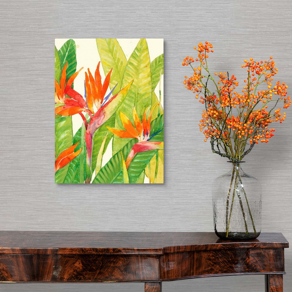 A traditional room featuring Watercolor Tropical Flowers IV