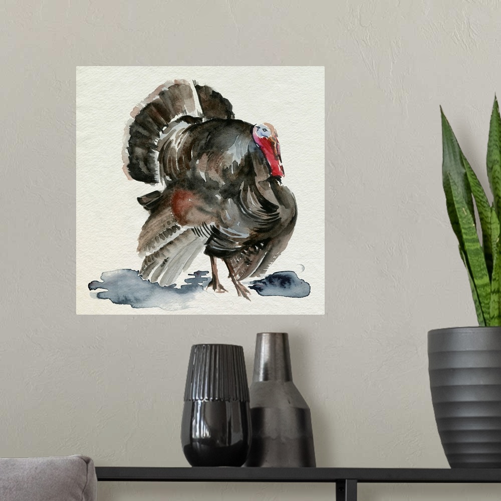 A modern room featuring Watercolor Turkey I