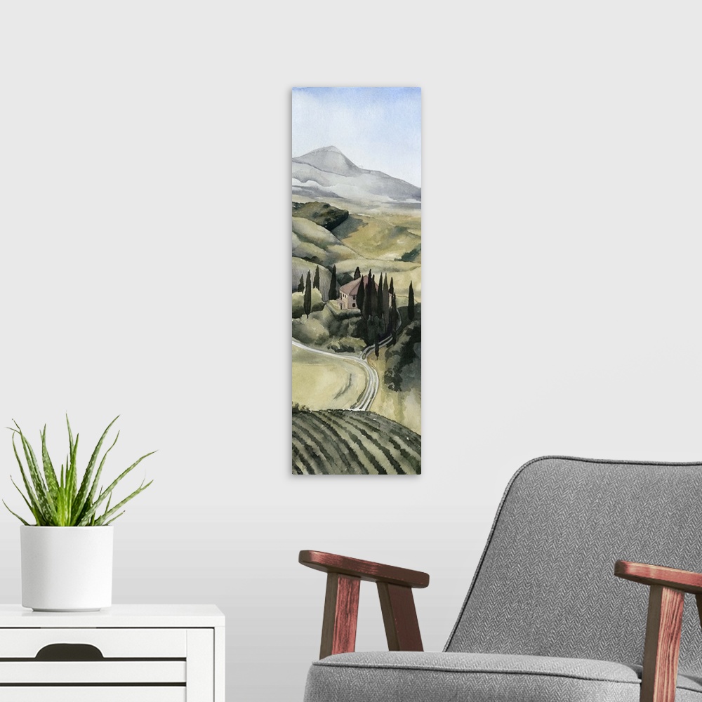 A modern room featuring Watercolor Tuscany I