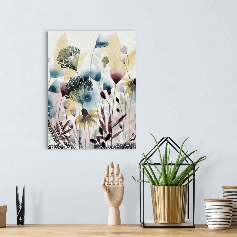 A bohemian room featuring Watercolor Wildflower I