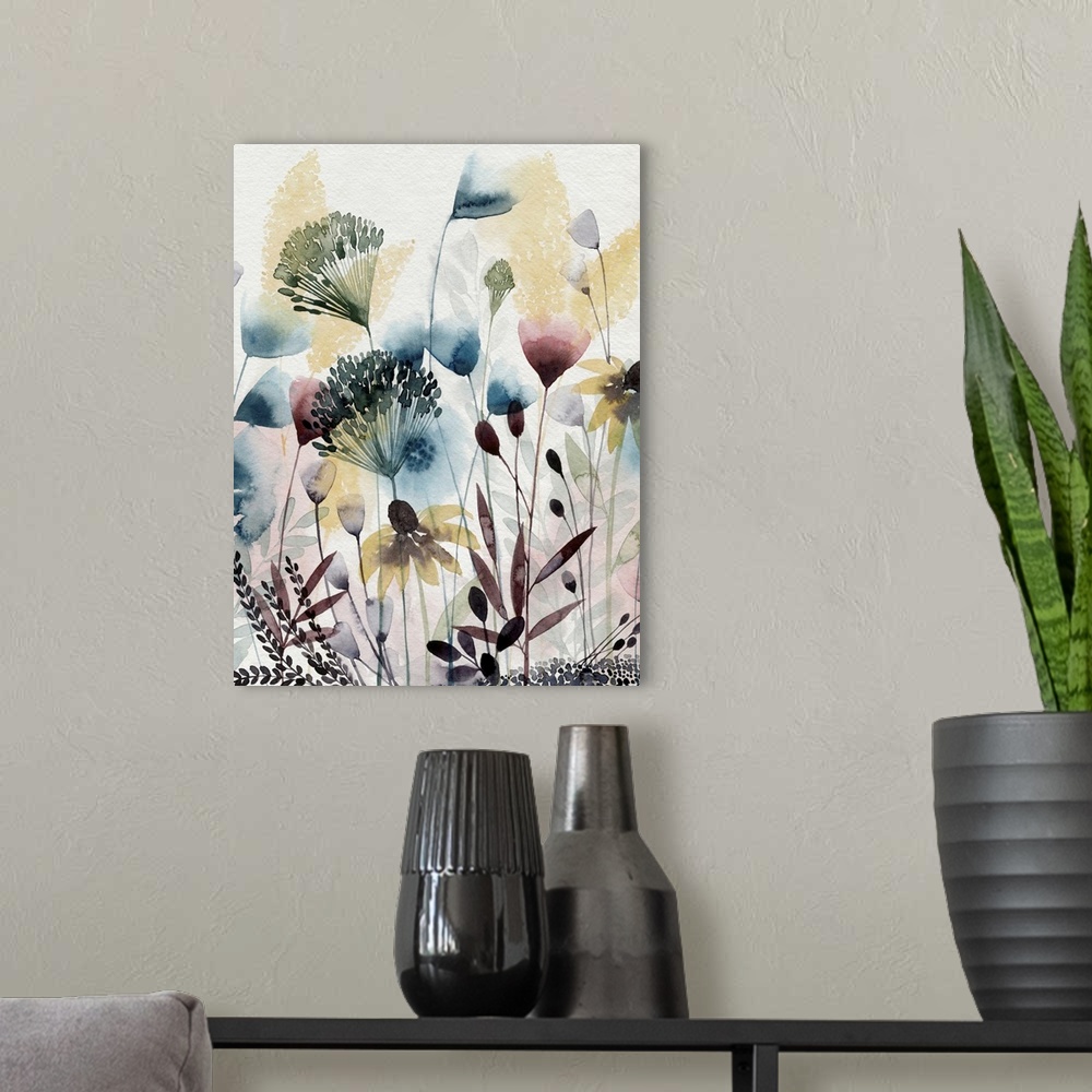 A modern room featuring Watercolor Wildflower I