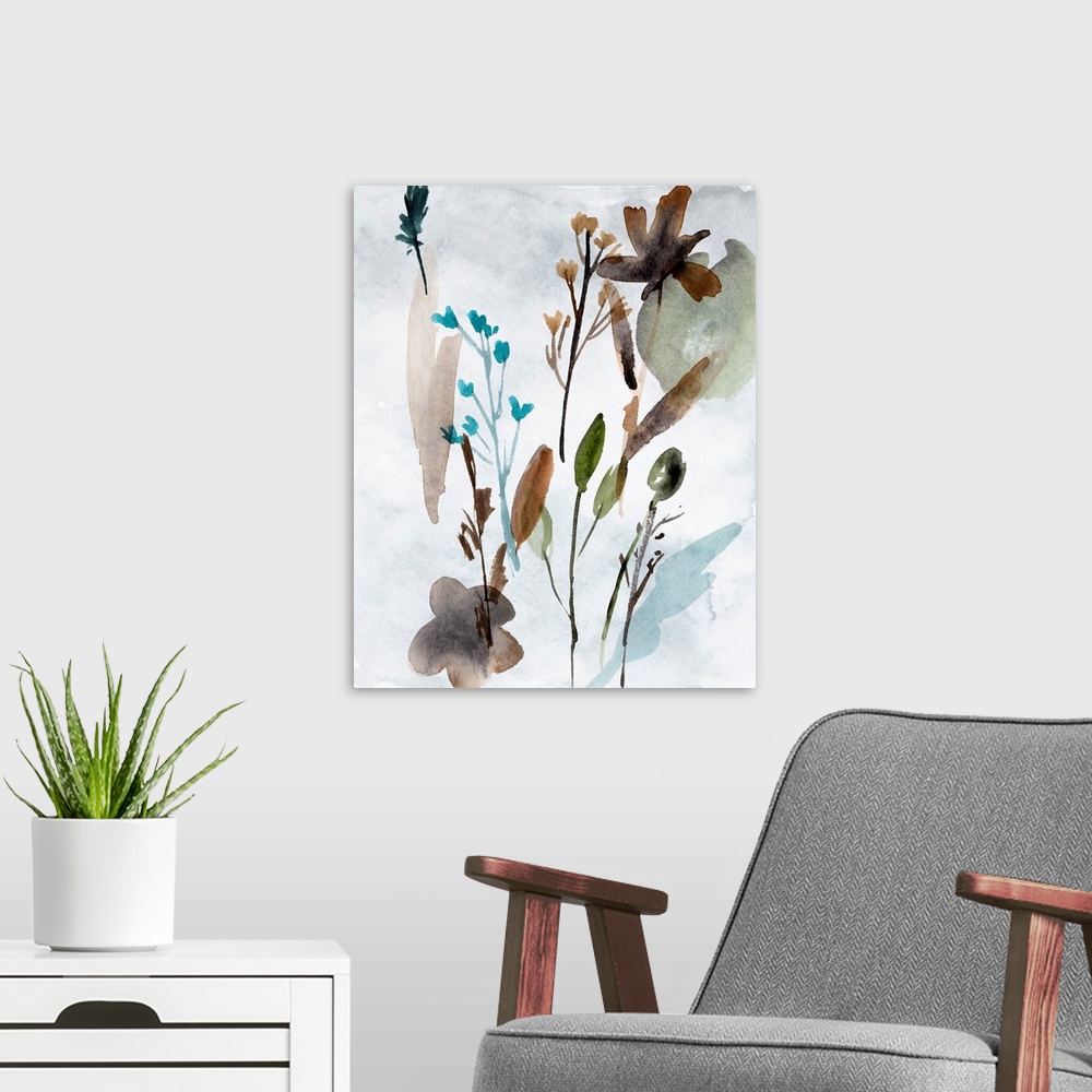 A modern room featuring Watercolor Wildflowers III