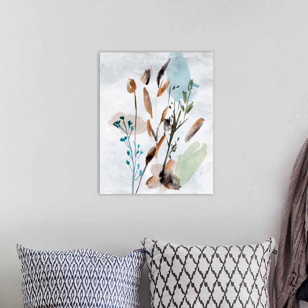 A bohemian room featuring Watercolor Wildflowers V