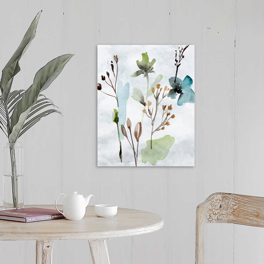 A farmhouse room featuring Watercolor Wildflowers VI