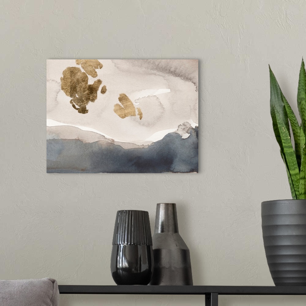 A modern room featuring Watercolor With Gold IV