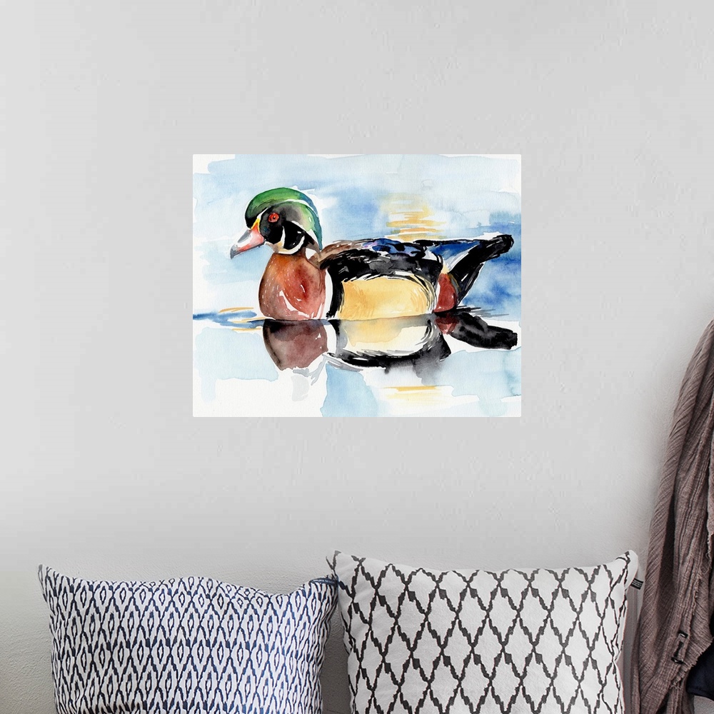 A bohemian room featuring Watercolor Woodduck I