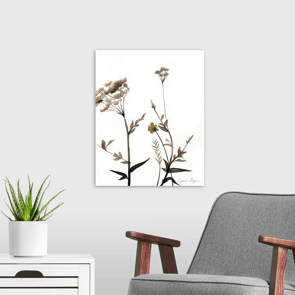 A modern room featuring Watermark Wildflowers I