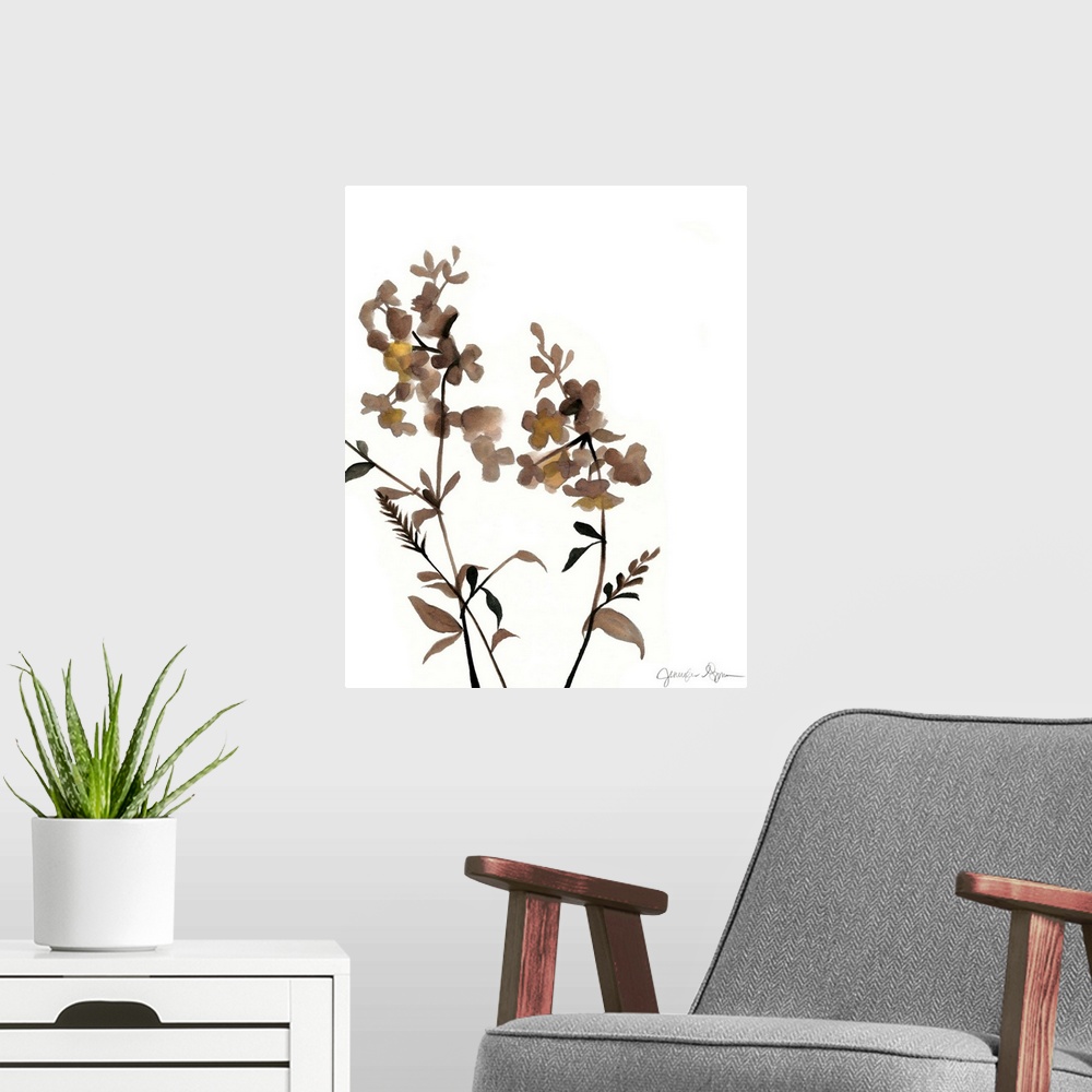 A modern room featuring Watermark Wildflowers IV