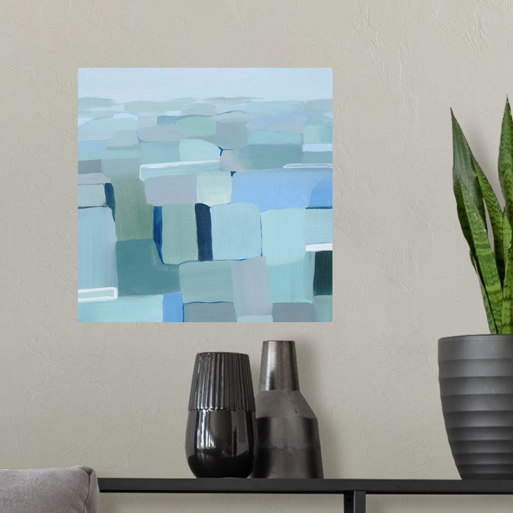 A modern room featuring Wave Crest Abstract I