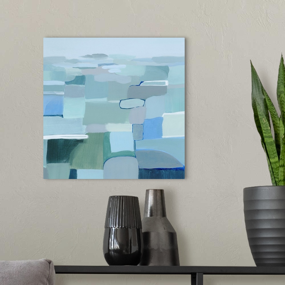A modern room featuring Wave Crest Abstract II