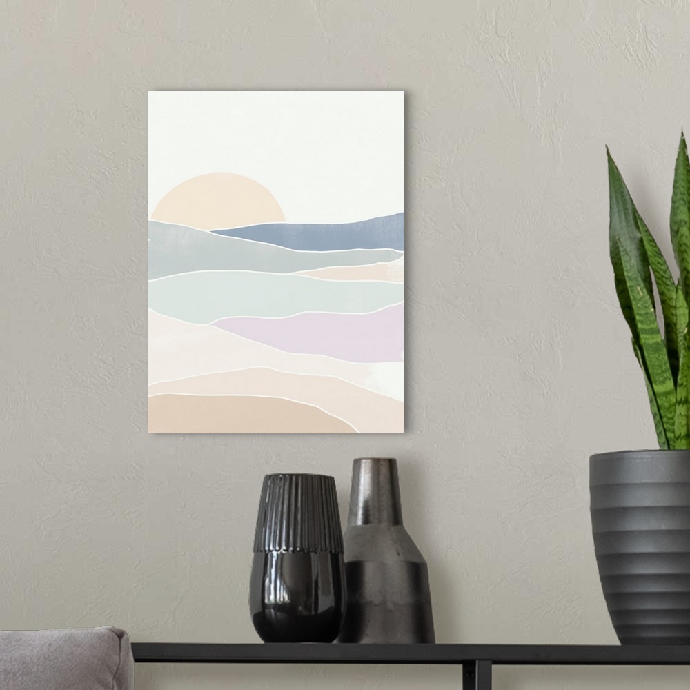 A modern room featuring Wave Tableau I
