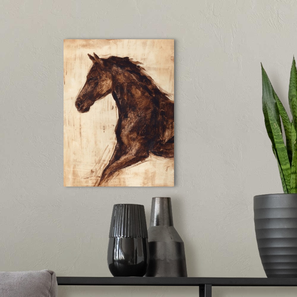 A modern room featuring Weathered Equestrian I