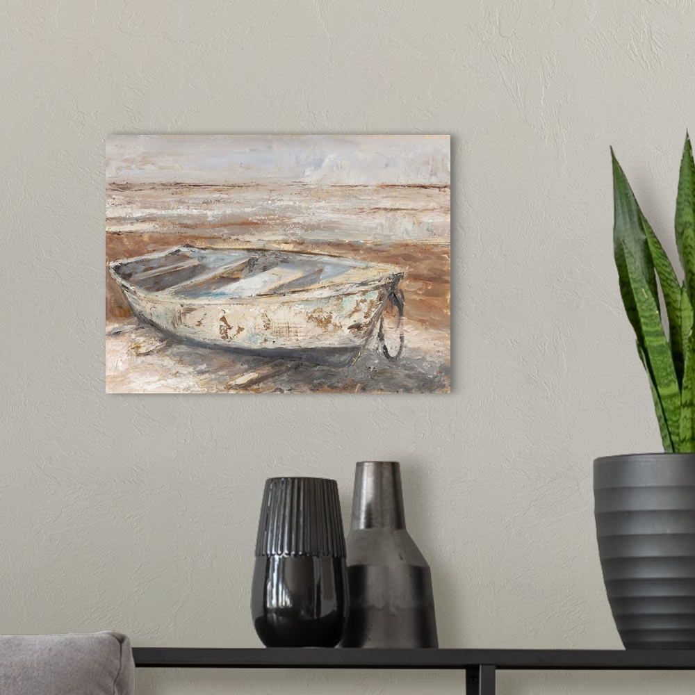 A modern room featuring Weathered Rowboat I