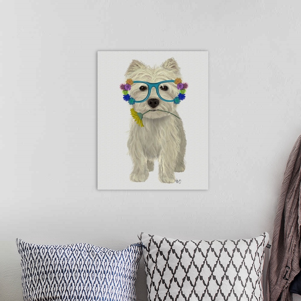 A bohemian room featuring West Highland Terrier Flower Glasses