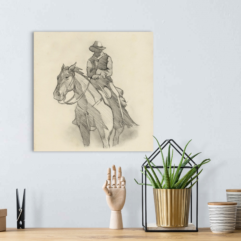 A bohemian room featuring Western Rider Sketch II