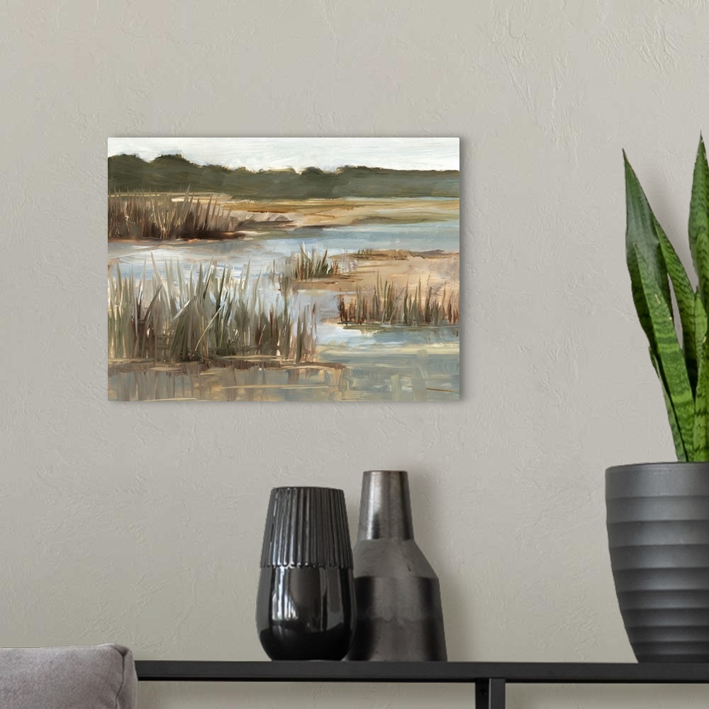 A modern room featuring Wetland Grasses I