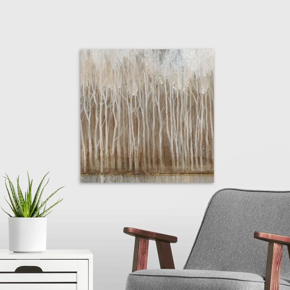 A modern room featuring Whispering Trees II