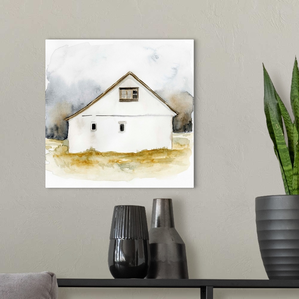 A modern room featuring White Barn Watercolor I