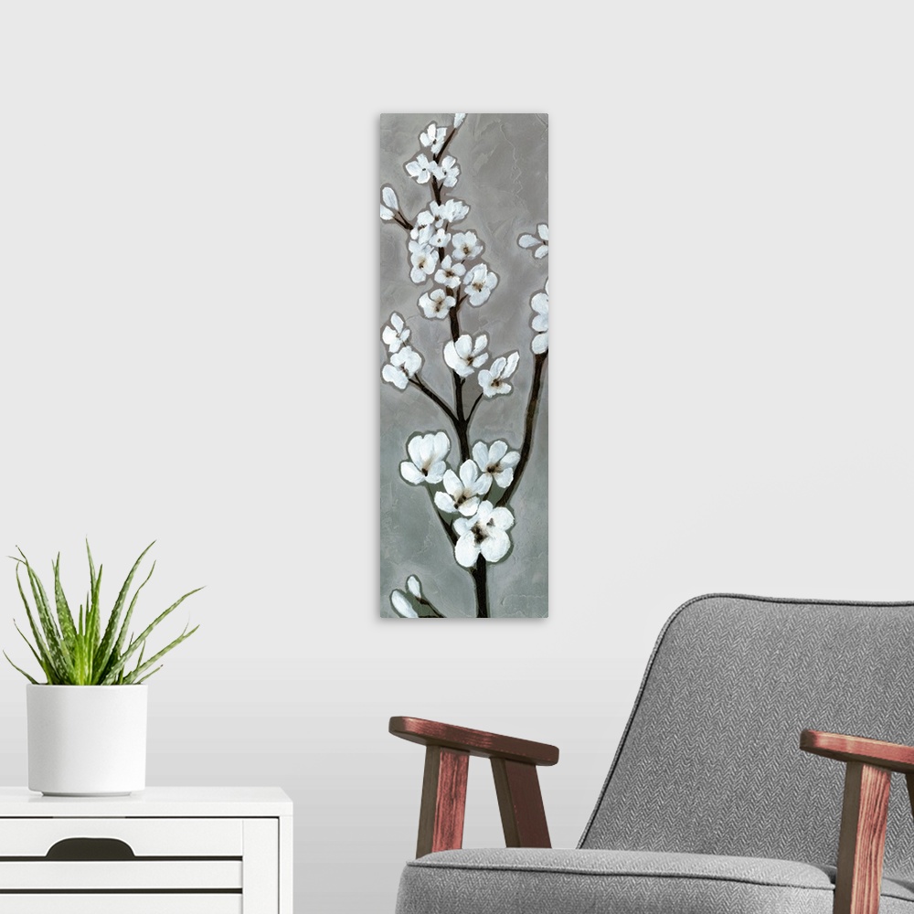 A modern room featuring White Blossoms I