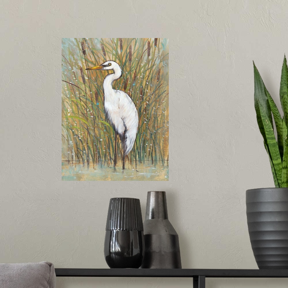 A modern room featuring White Egret I