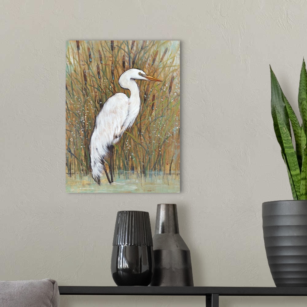 A modern room featuring White Egret II