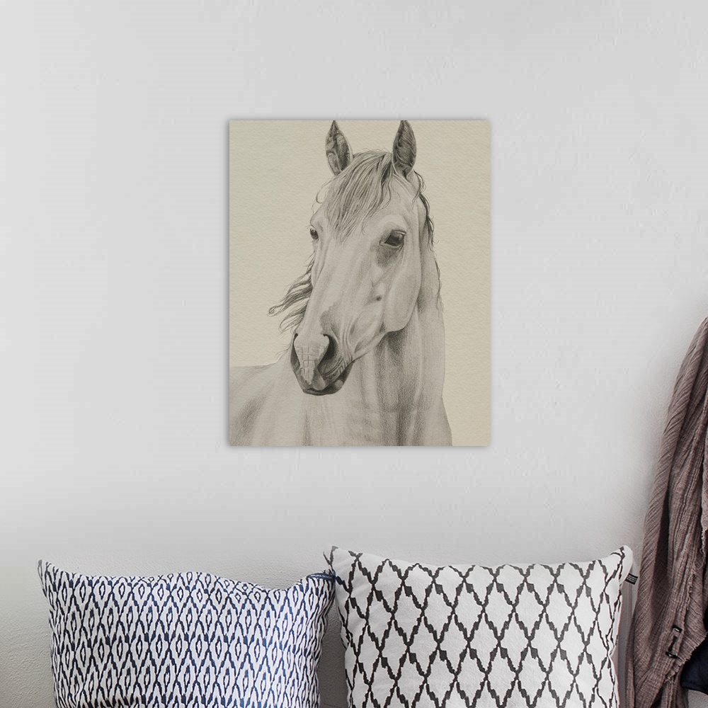 A bohemian room featuring White Horse Portrait II