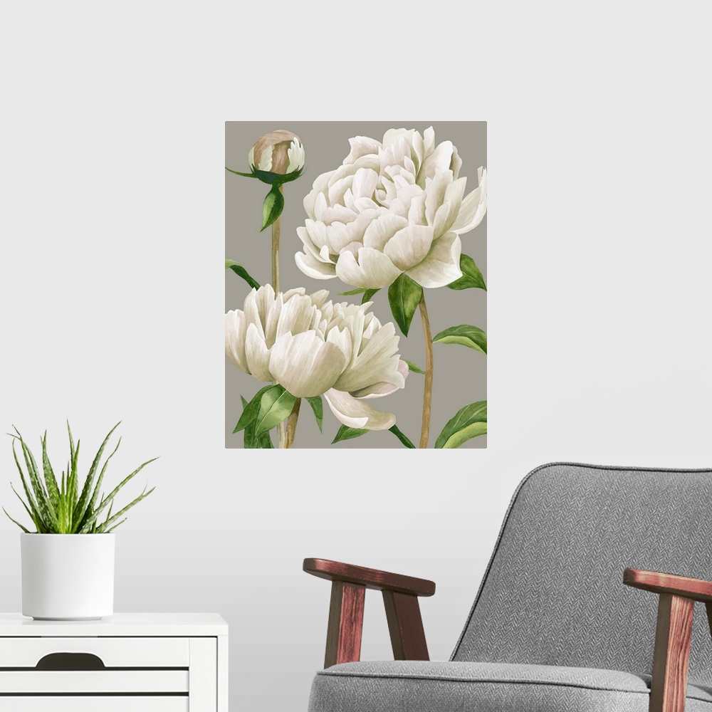 A modern room featuring White Peonies I