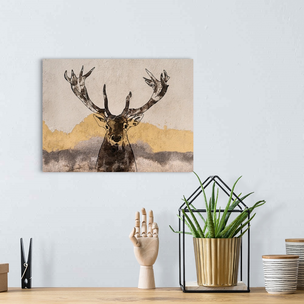 A bohemian room featuring White Tailed Deer