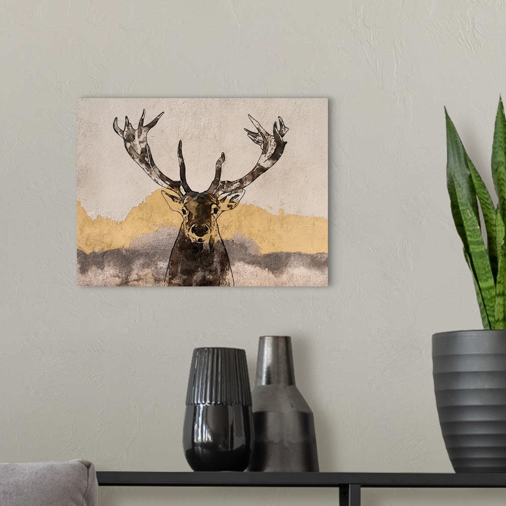 A modern room featuring White Tailed Deer