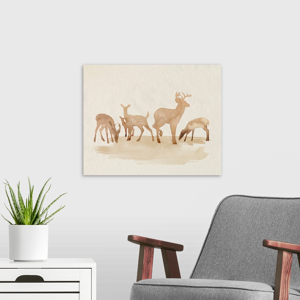A modern room featuring Whitetail Herd II