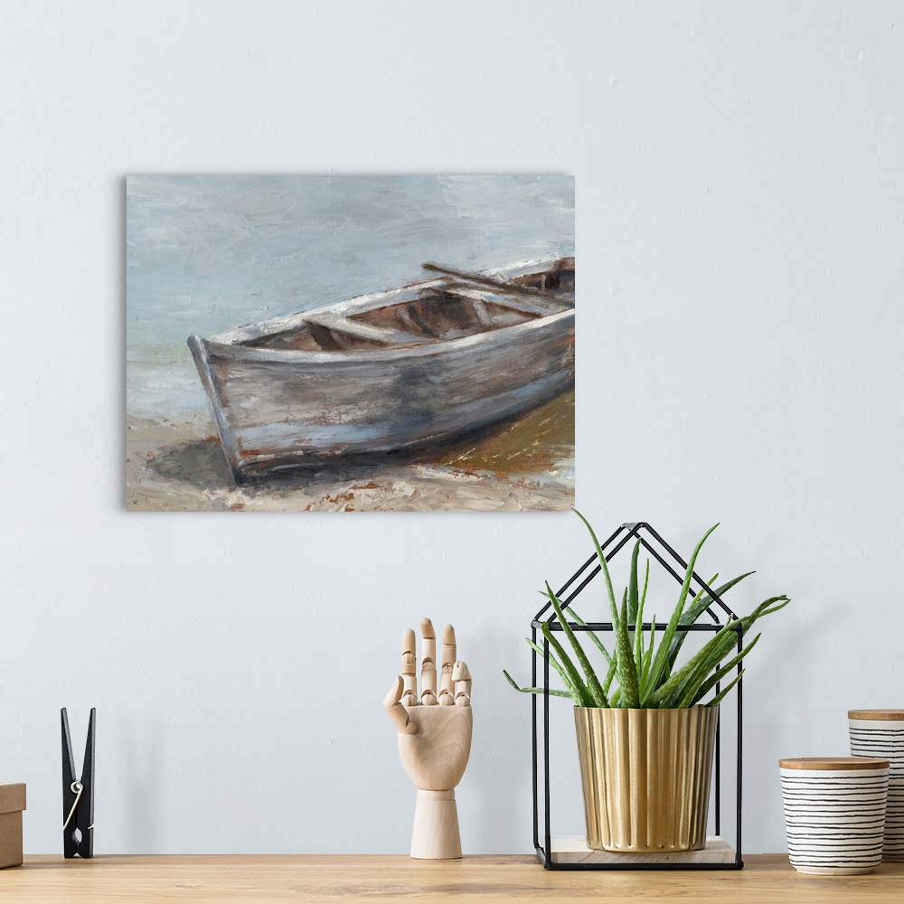A bohemian room featuring Whitewashed Boat II