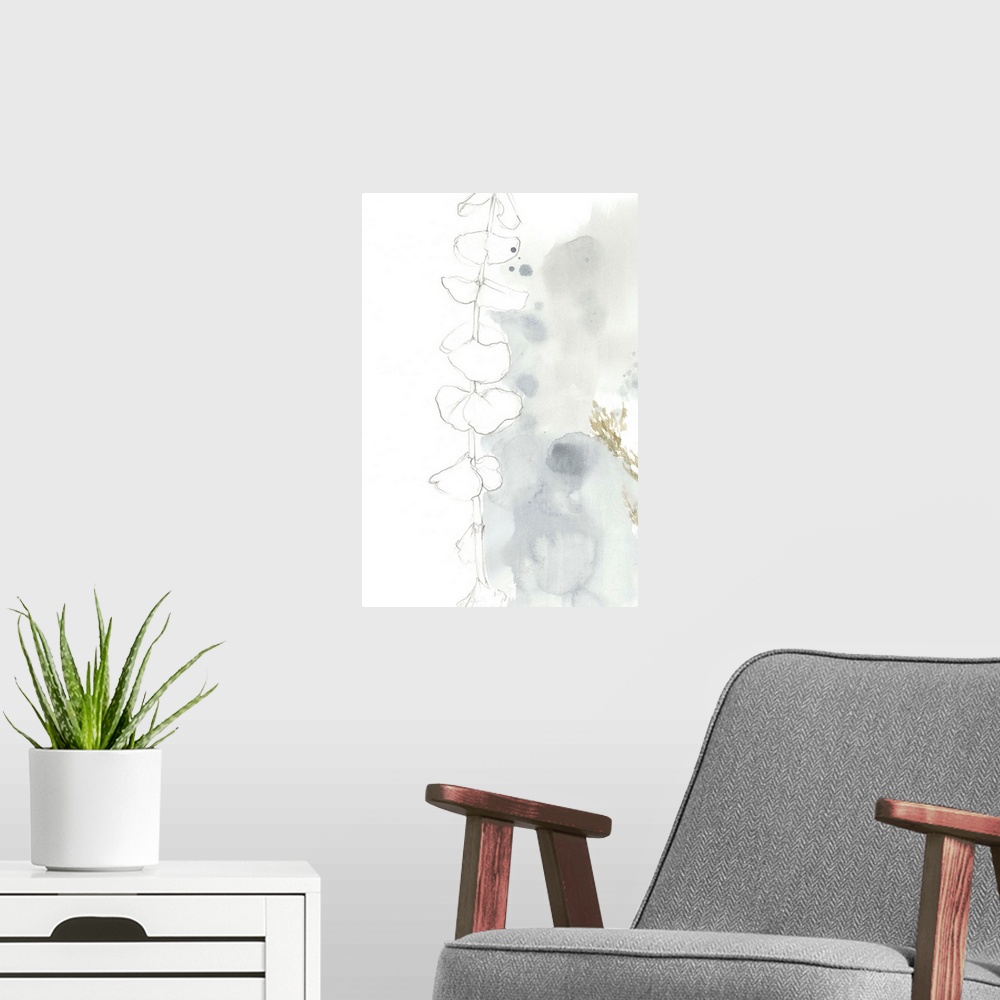 A modern room featuring Wildflower Triptych I