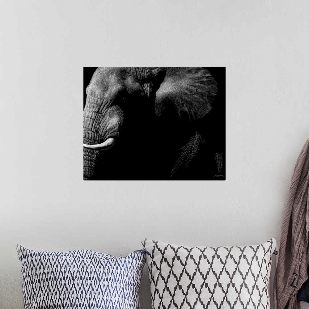 A bohemian room featuring Wildlife Scratchboards III