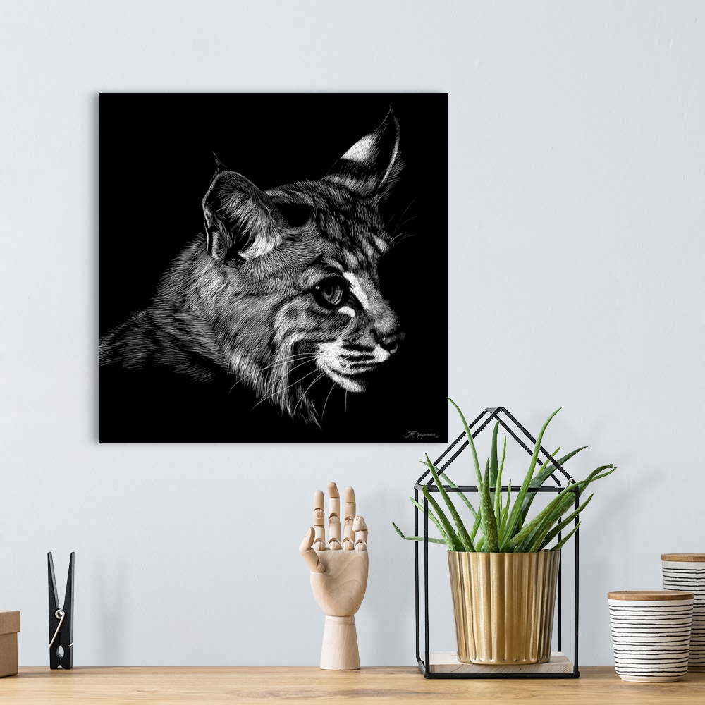 A bohemian room featuring Wildlife Scratchboards IX