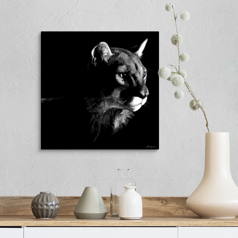 A farmhouse room featuring Wildlife Scratchboards VII