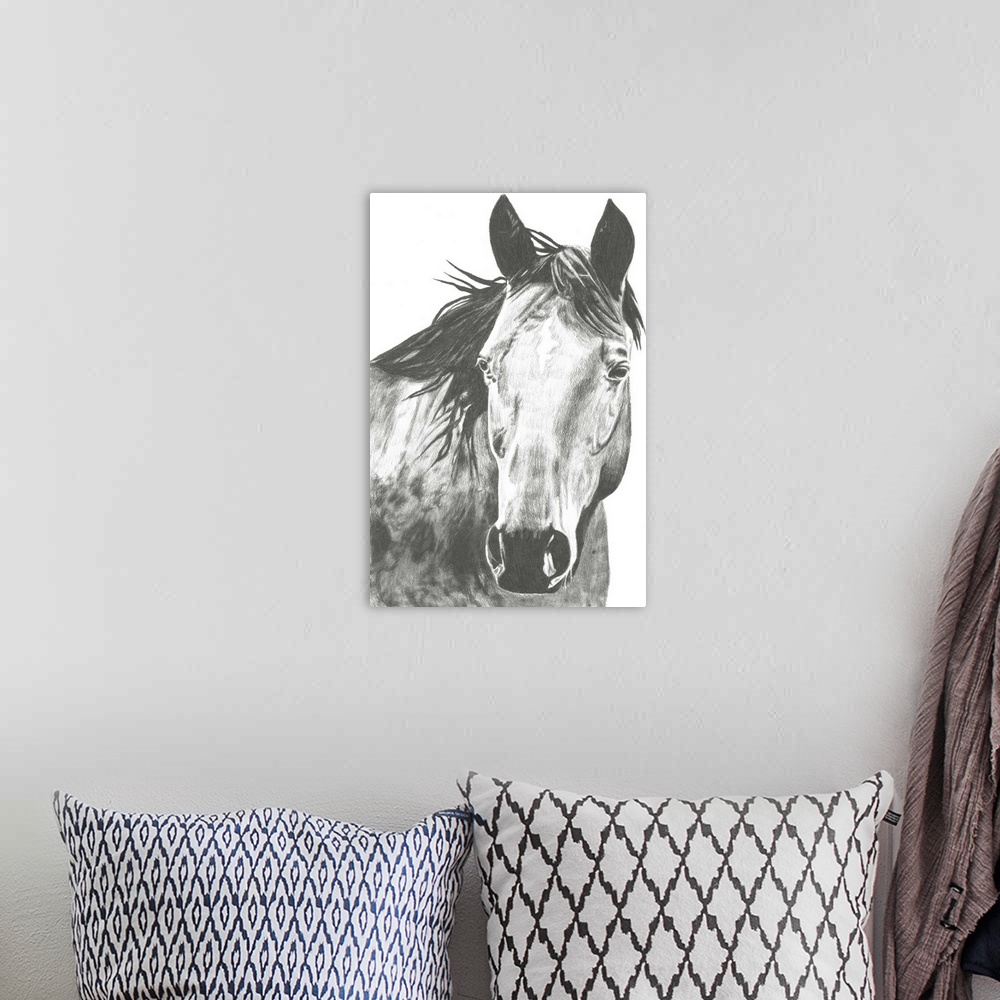 A bohemian room featuring Wildlife Snapshot: Horse I