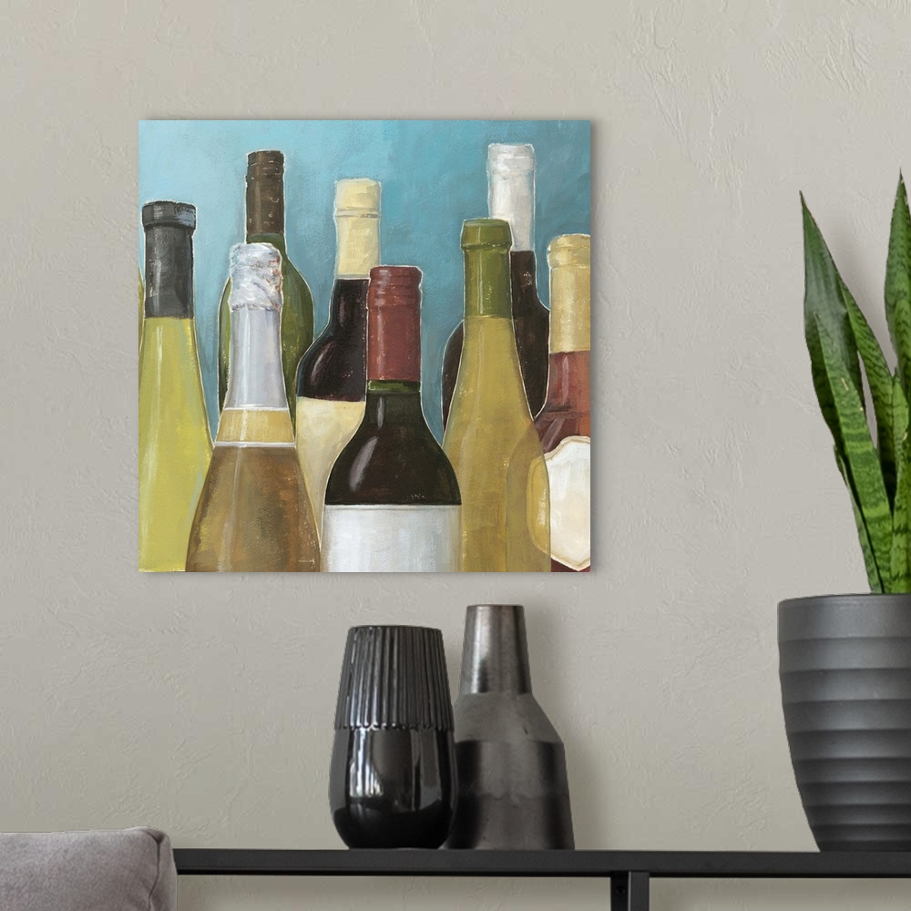 A modern room featuring Wine Bottles II