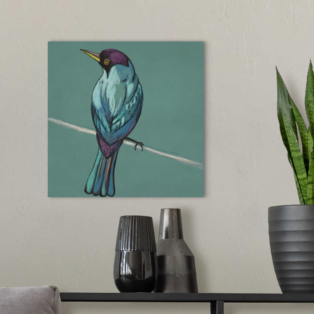 A modern room featuring Winged Sketch I on Teal