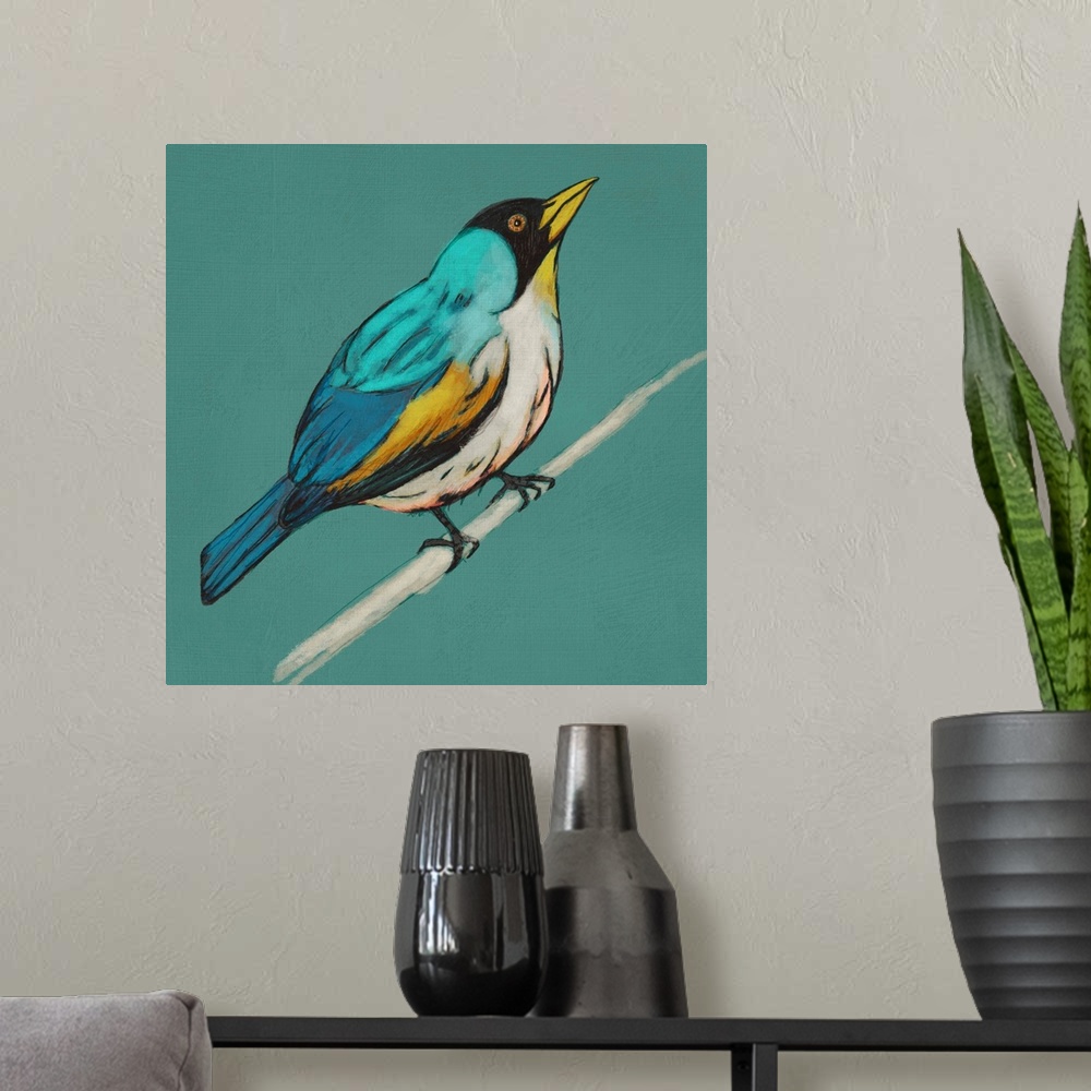 A modern room featuring Winged Sketch II on Teal