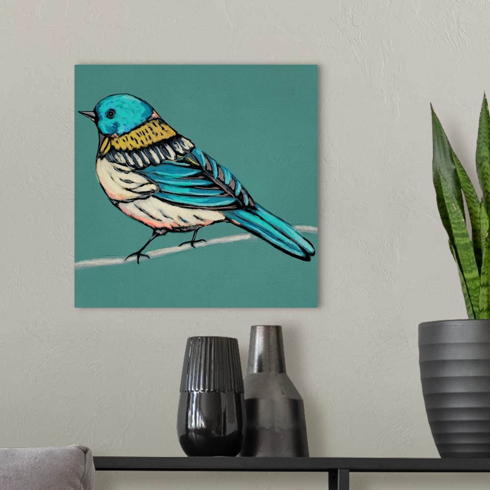A modern room featuring Winged Sketch III on Teal
