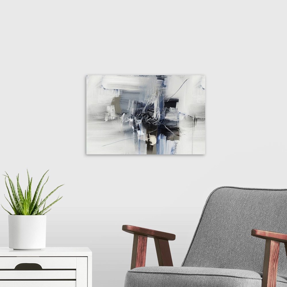 A modern room featuring Winter Abstraction I