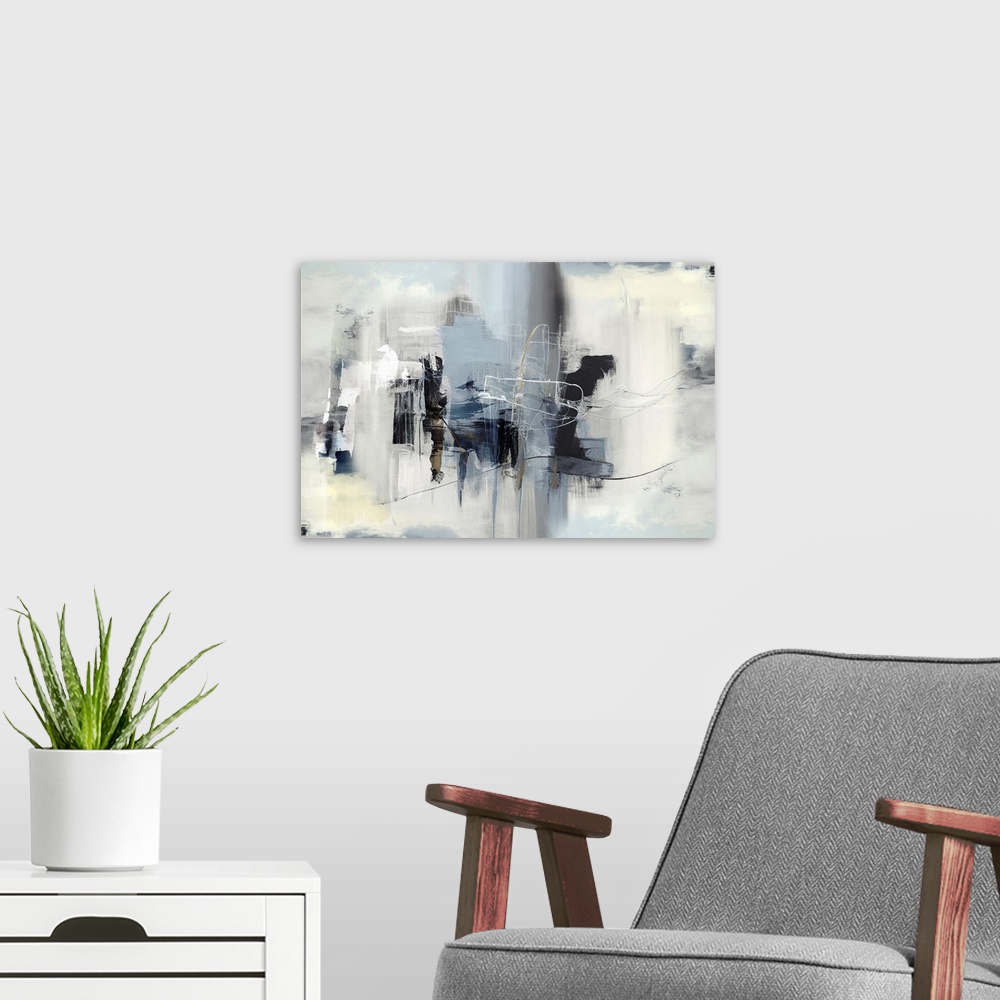 A modern room featuring Winter Abstraction II