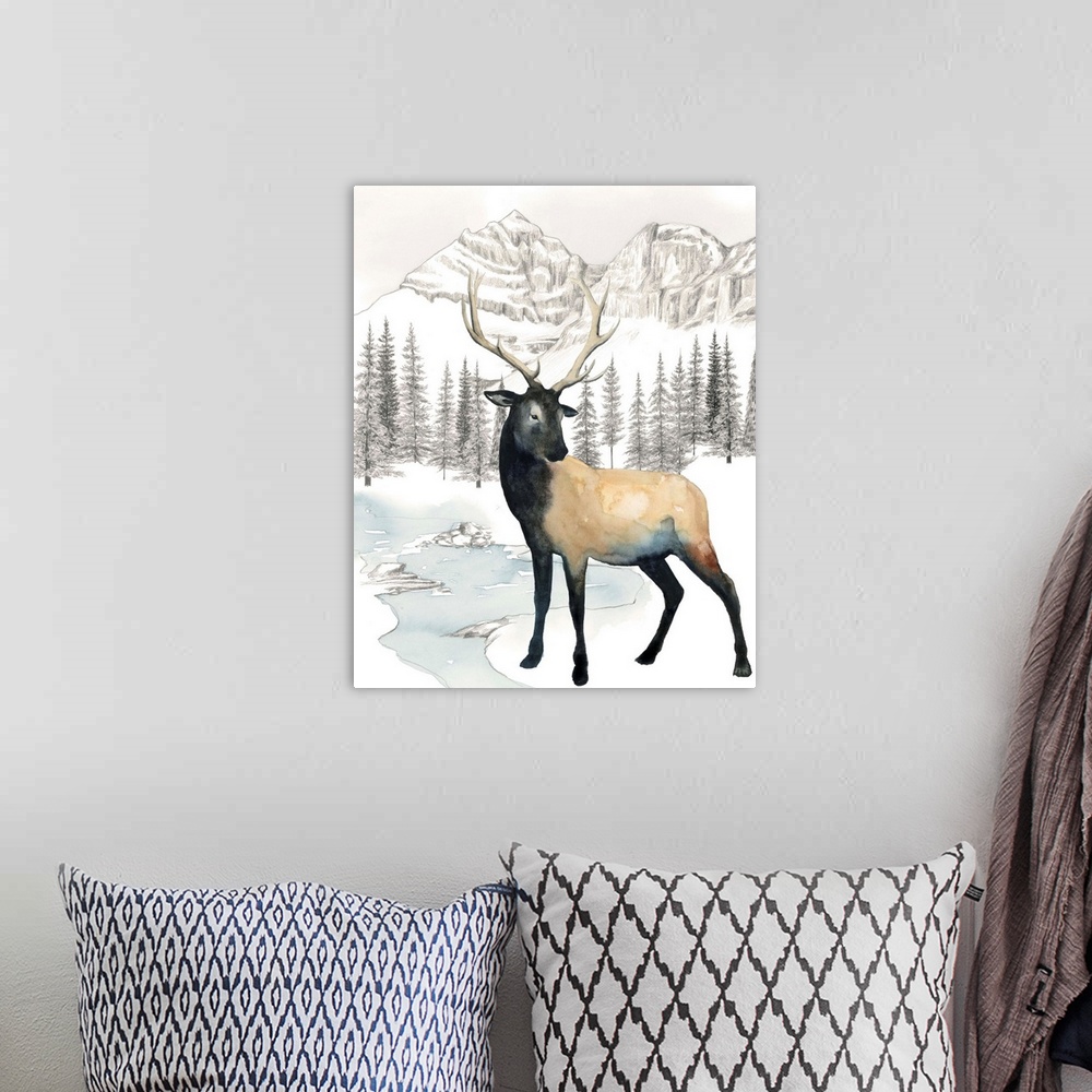 A bohemian room featuring Winter Elk I