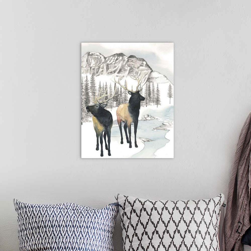 A bohemian room featuring Winter Elk II