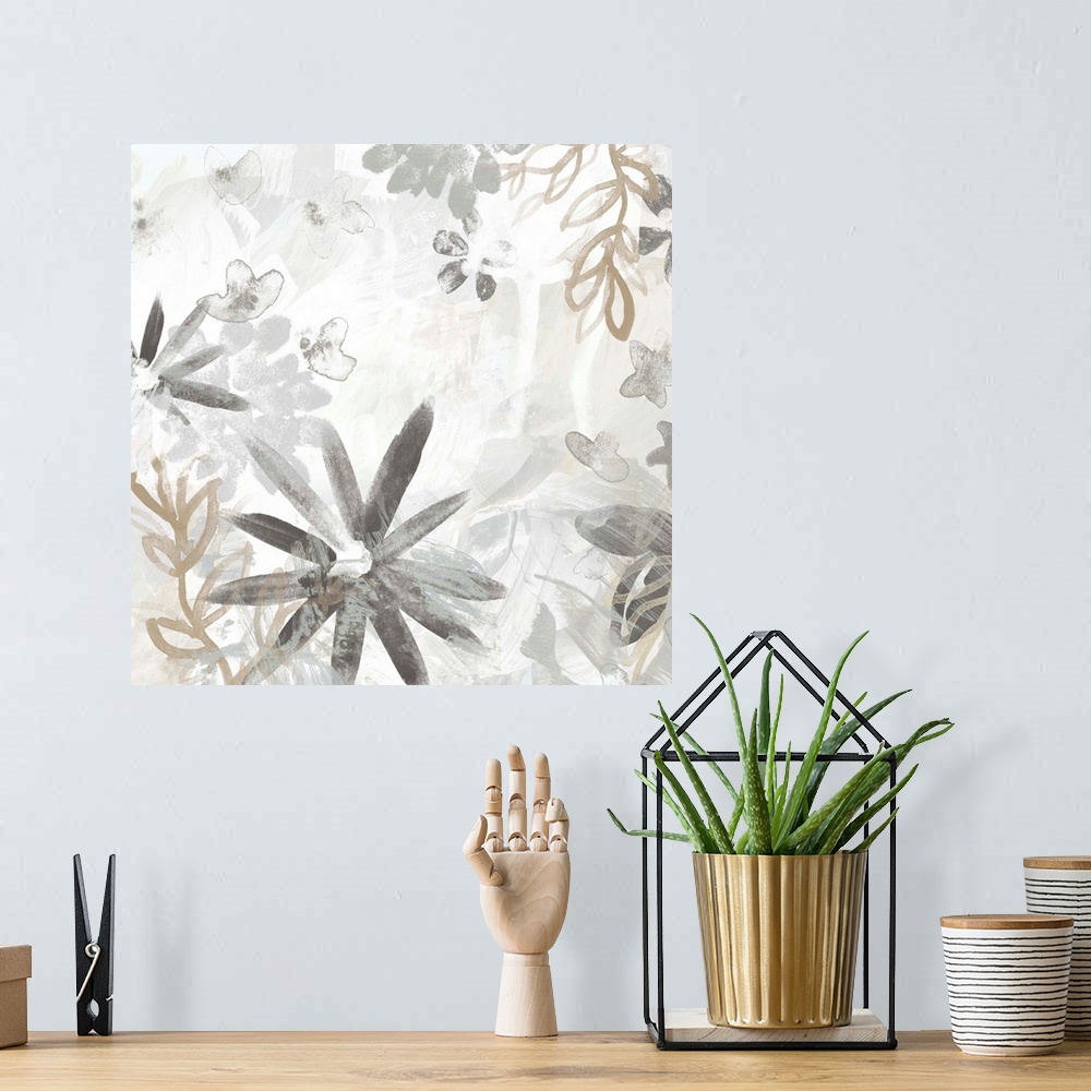 A bohemian room featuring Winter Flora I