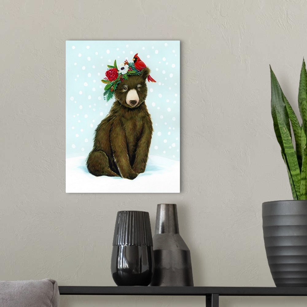 A modern room featuring Winter Woodland Creatures With Cardinals I